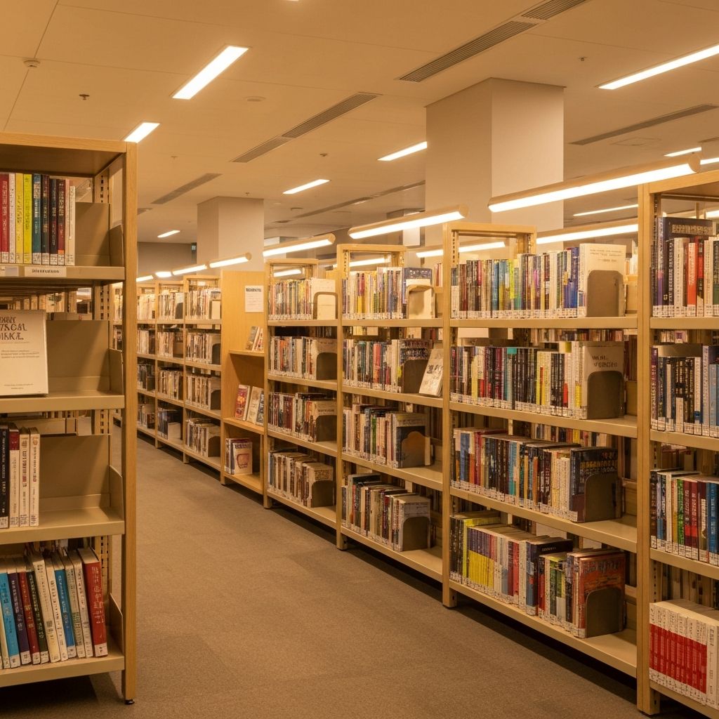 Professional institutional setting with books and learning environment